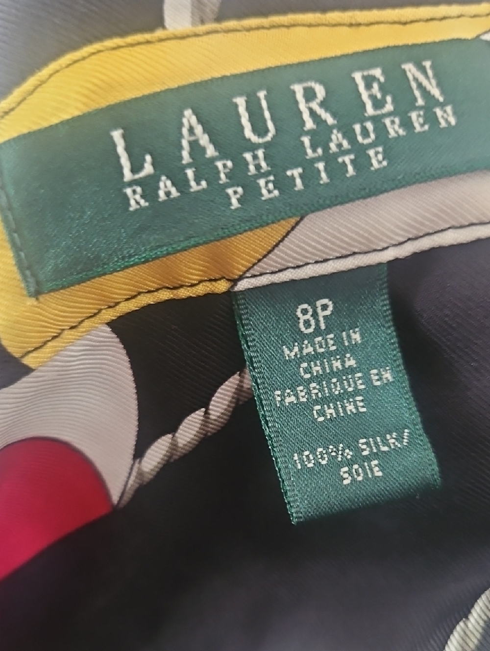 Ralph Lauren Nautical Print Black Tie-Waist Shirt Dress. Silk. Sz 8p - Picture 5 of 5